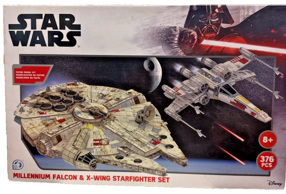 Disney Star Wars Millennium Falcon & X-Wing Starfighter Set Paper Model Kit NEW